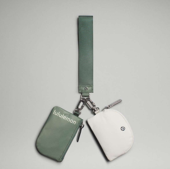 lululemon athletica Handbags - NWT Lululemon Dual Pouch Wristlet Grey Eucalyptus / Bone